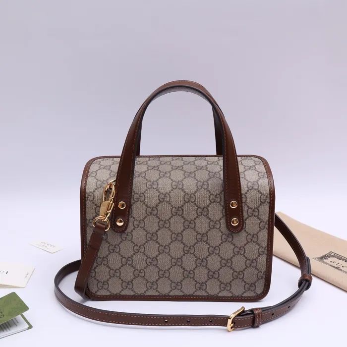 GUCCI HORSEBIT 1955 MINI CANVAS TOTE IN NEUTRALS