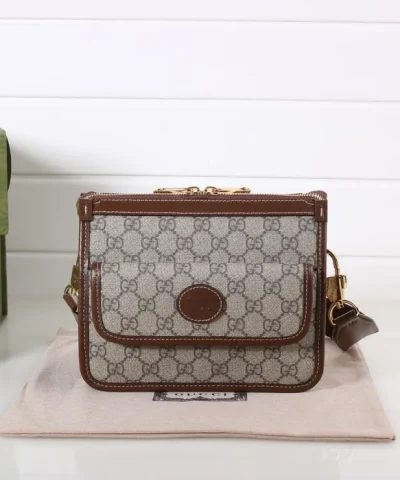 GUCCI MESSENGER BAG WITH INTERLOCKING - high-end replica designer purse
