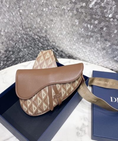 Replica Dior Saddle Bag Brown Triangle - affordable luxury replica bag