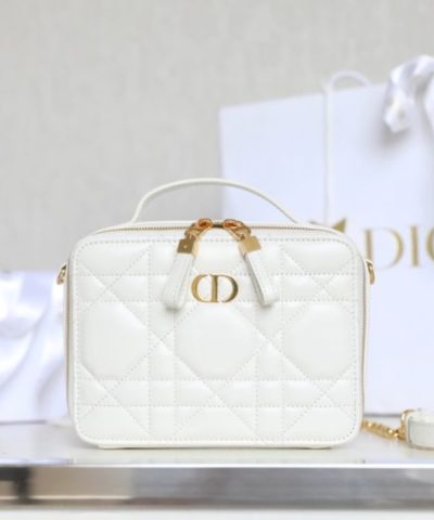 Replica Dior Caro Box Bag White - premium superclone handbag