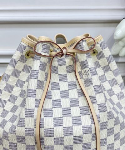 Replica Louis Vuitton Noe Bucket White Grid MM - 1:1 premium replica handbag