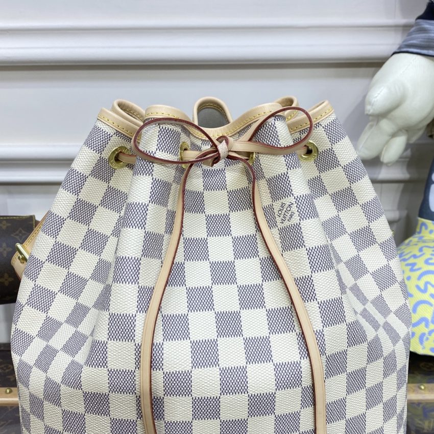 Replica Louis Vuitton Noe Bucket White Grid MM - 1:1 premium replica handbag