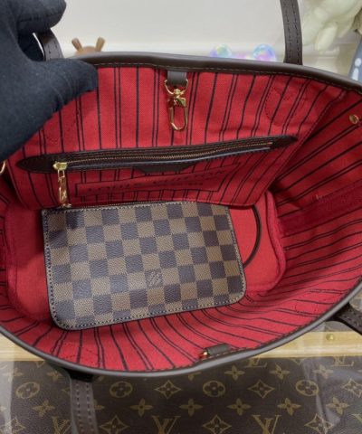 Replica Louis Vuitton Neverfull MM Grid Red Inside - premium superclone handbag
