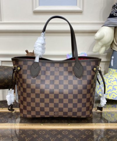 Replica Louis Vuitton Neverfull MM Grid Red Inside - top-grade luxury bag dupe