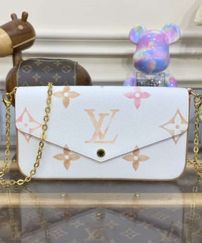 Replica Louis Vuitton Felicie Pochette White Apricot