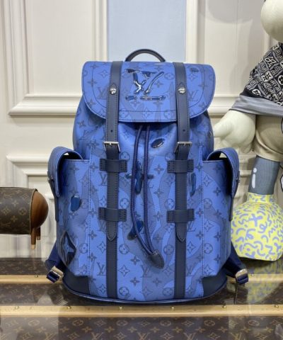 Replica Louis Vuitton Christopher Backpack Blue 2 - 1:1 premium replica handbag