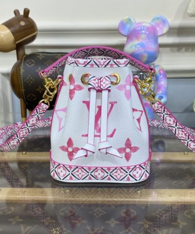 Replica Louis Vuitton Nano Noe White Pink - elite factory replica handbag