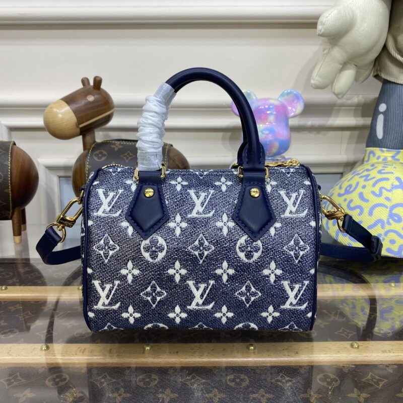 Replica Louis Vuitton Speedy Bandouliere Blue Denim - high-quality designer bag dupe