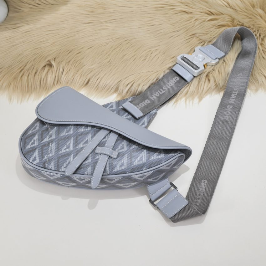 Replica Dior Saddle Bag Diamong Grey - elite factory replica handbag