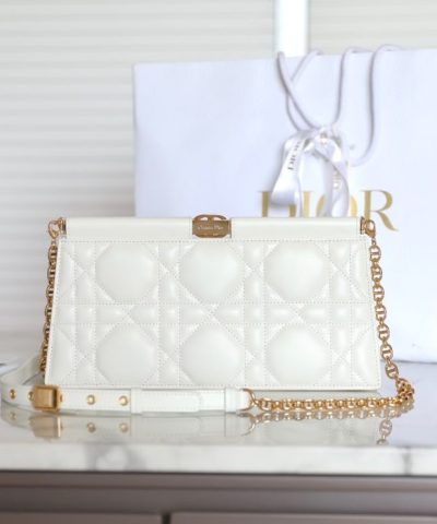 Replica Dior Miss Caro Noire Clutch White - 1:1 premium replica handbag