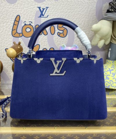 Replica Loius Vuitton Capucines Blue Velvet