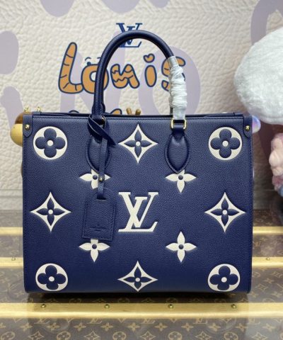 Replica LV Onthego Dark Blue - premium superclone handbag