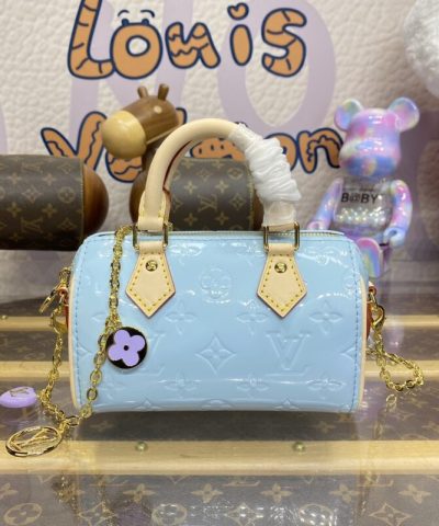 Replica Louis Vuitton Speedy Nano Blue Patent - 1:1 premium replica handbag