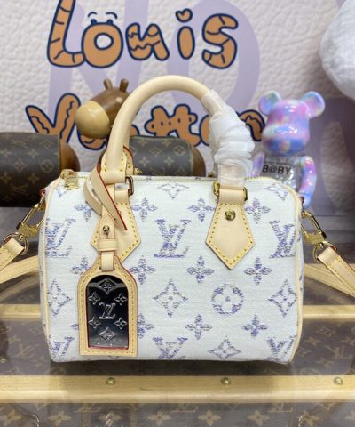 Replica Louis Vuitton Speedy Bandouliere 20 White Grey