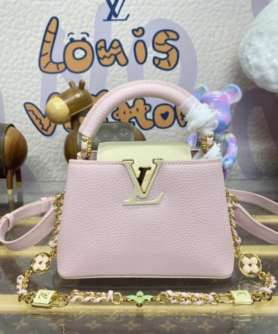 Replica Loius Vuitton Capucines Pink Beige - premium superclone handbag