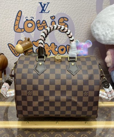 Replica Louis Vuitton Speedy Bandouliere 25 Brown Grid - high-end replica designer purse