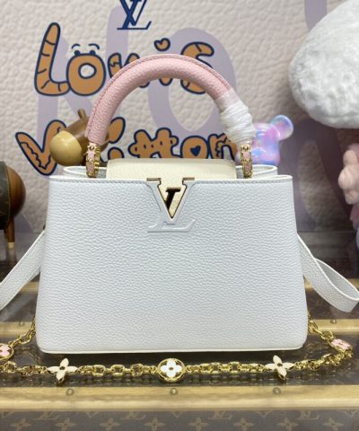 Replica Loius Vuitton Capucines White Pink
