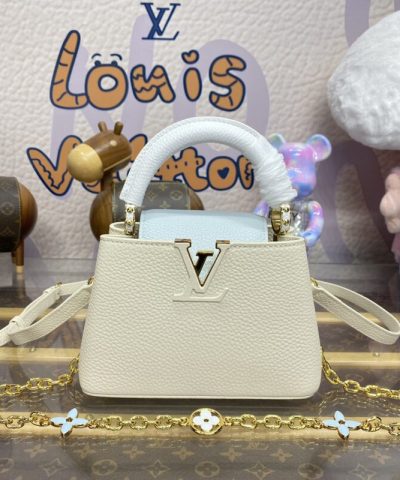 Replica Loius Vuitton Capucines Beige Blue - high-quality designer bag dupe