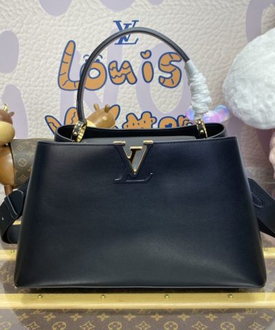 Replica Loius Vuitton Capucines Large Black Full - affordable luxury replica bag