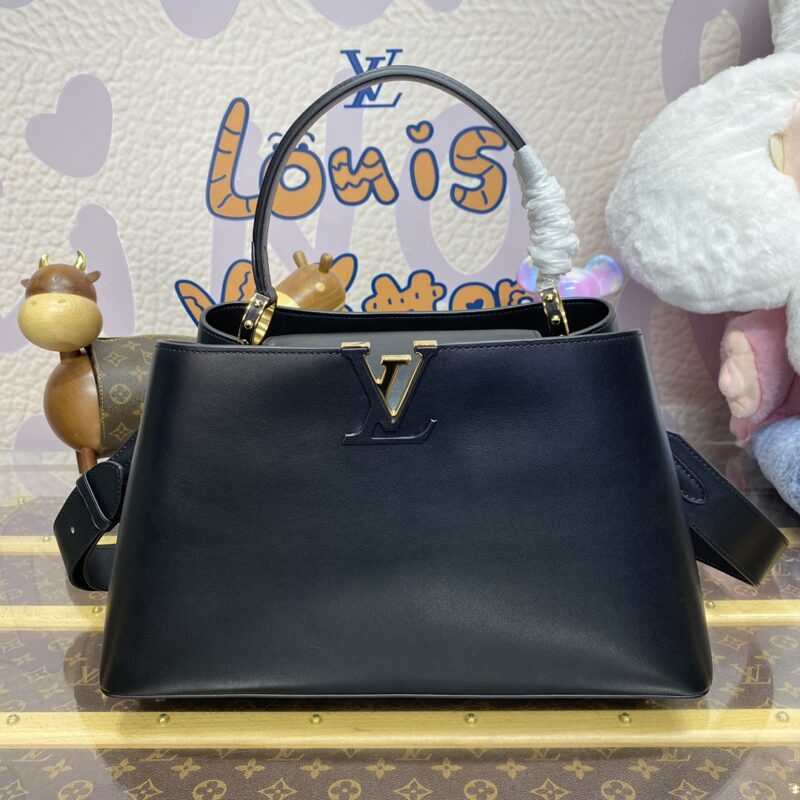 Replica Loius Vuitton Capucines Large Black Full - affordable luxury replica bag