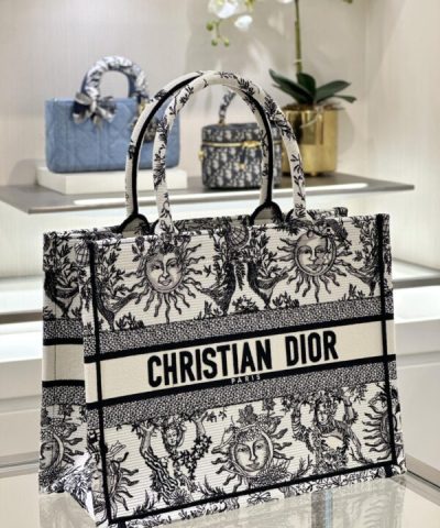 Replica Dior Tote Book Black&White Sun - affordable luxury replica bag