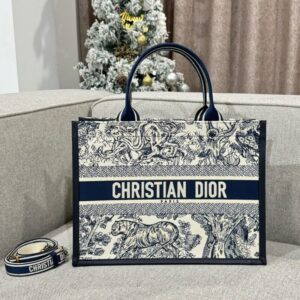 Replica Dior Tote Book White Tiger Leather