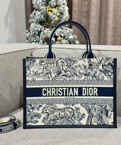 Replica Dior Tote Book White Tiger Leather