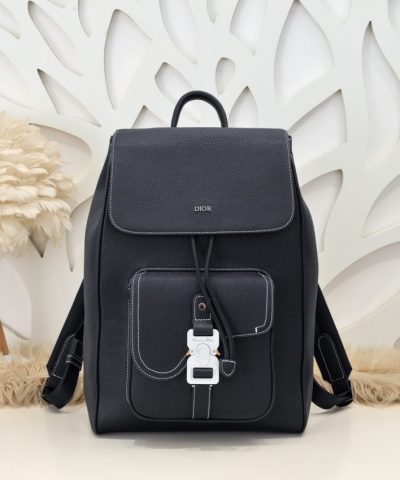 Dior Saddle Backpack Black With Flap - 1:1 premium replica handbag