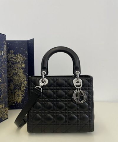 Replica Lady Dior Large Black Silver - elite factory replica handbag