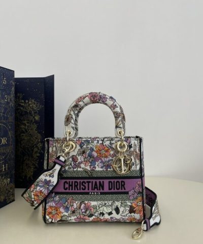 Replica Lady Dior D – Lite Purple Flowers - 1:1 premium replica handbag