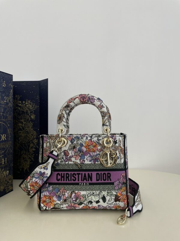 Replica Lady Dior D – Lite Purple Flowers - 1:1 premium replica handbag