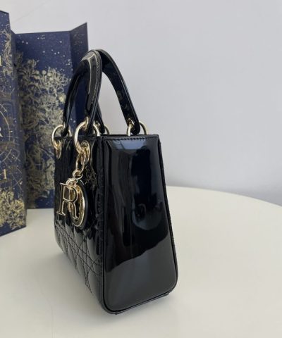 Replica Lady Dior Mini Black Patent