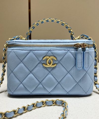 CHANEL 22S Handle Box Bag Blue - elite factory replica handbag