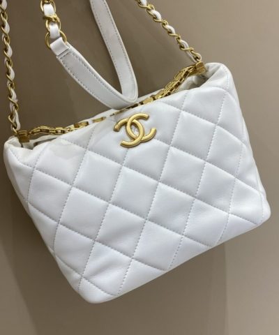 CHANEL 22s Rhinestone Hobo White