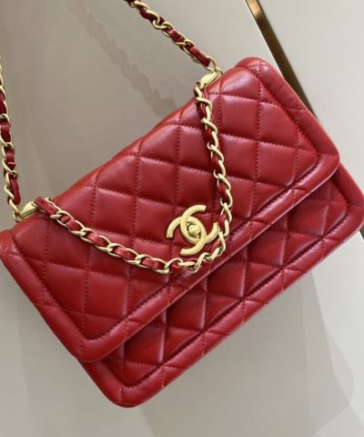 CHANEL Tofu Bag Red - elite factory replica handbag