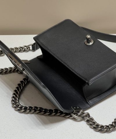 CHANEL Le Boy V Black - Silver - 1:1 premium replica handbag