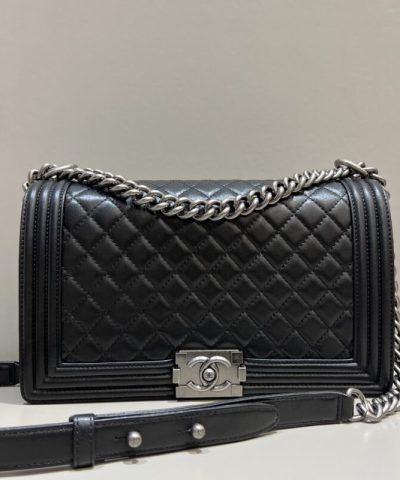 CHANEL Le Boy Large Black Silver - premium superclone handbag
