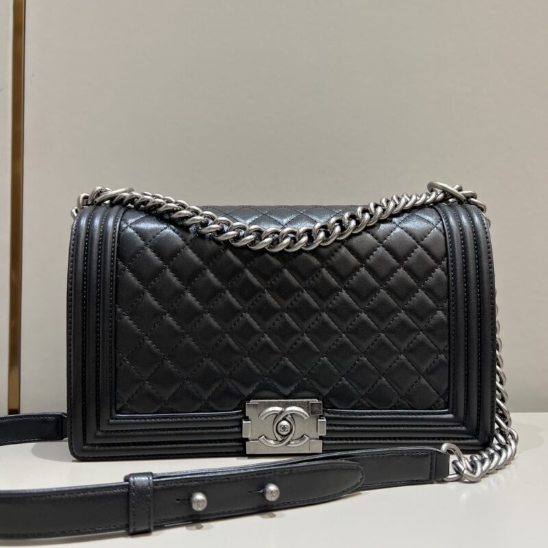 CHANEL Le Boy Large Black Silver - premium superclone handbag