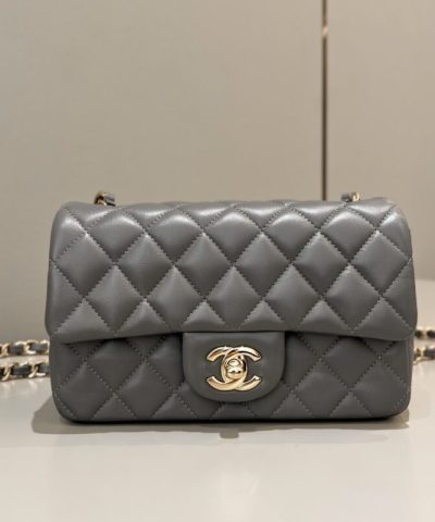CHANEL Classic Flap 20cm Grey - top-grade luxury bag dupe