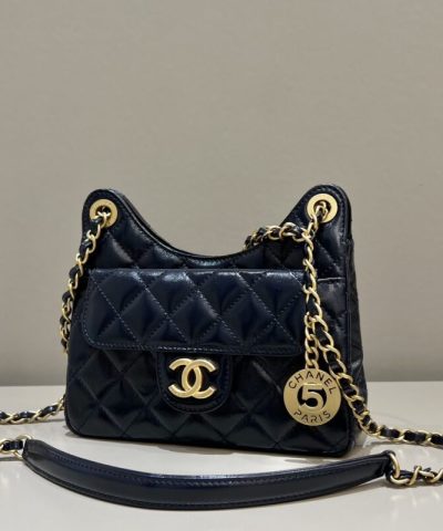 CHANEL Hobo Small Dark Blue - high-end replica designer purse