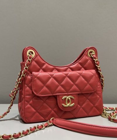 CHANEL Hobo Small Red - top-grade luxury bag dupe
