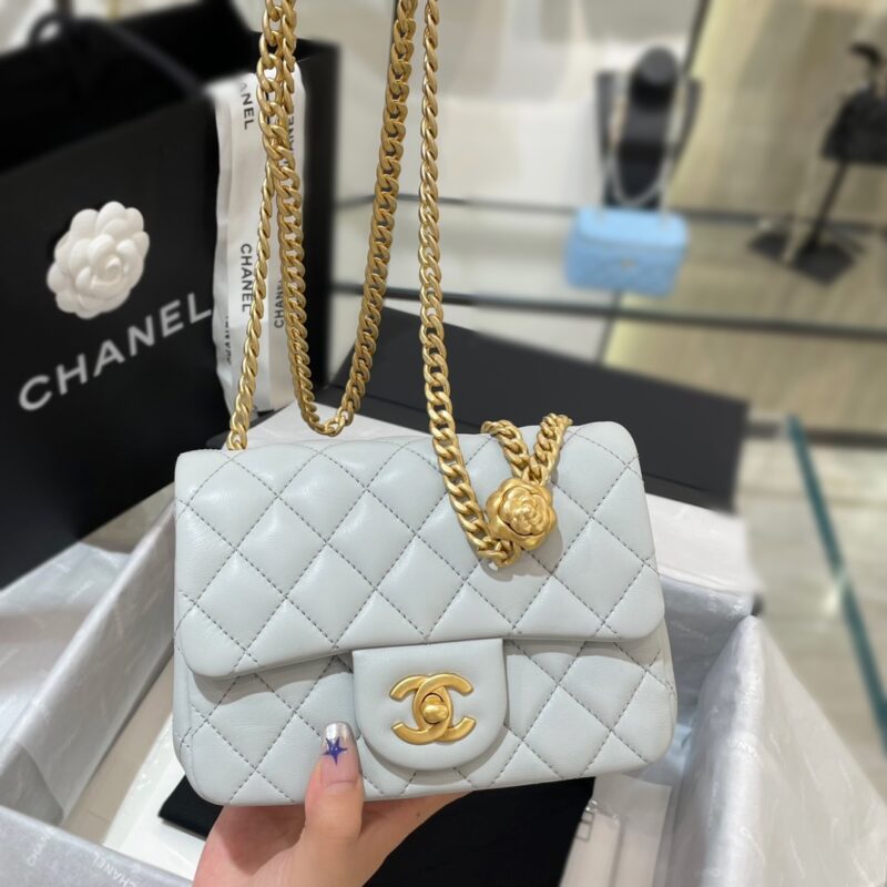 CHANEL 23S Camellia Square Light Blue - high-end replica designer purse