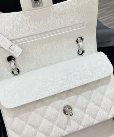 CHANEL Classic Flap 23cm White Silver