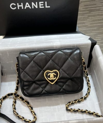 CHANEL 23s Love Enamel Flip Black - elite factory replica handbag