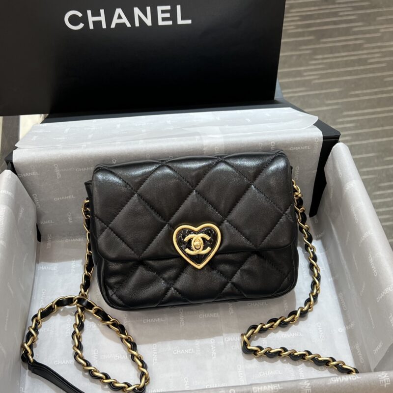 CHANEL 23s Love Enamel Flip Black - elite factory replica handbag