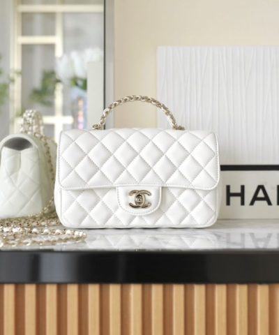 CHANEL CF 20 cm Handle White - premium superclone handbag