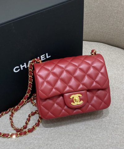 CHANEL Classic Flap 17cm Red - top-grade luxury bag dupe
