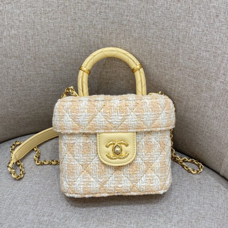 CHANEL Tweed Handle Crush Small Apricot - high-end replica designer purse