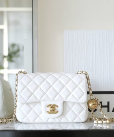 CHANEL CF 20 cm Golden Ball White - affordable luxury replica bag