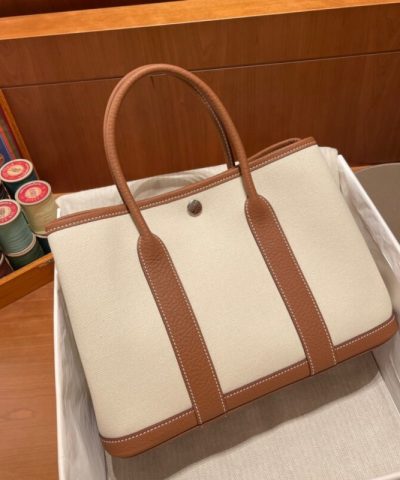 Replica Hermès Garden Party 30Cm Beige Canvas - elite factory replica handbag